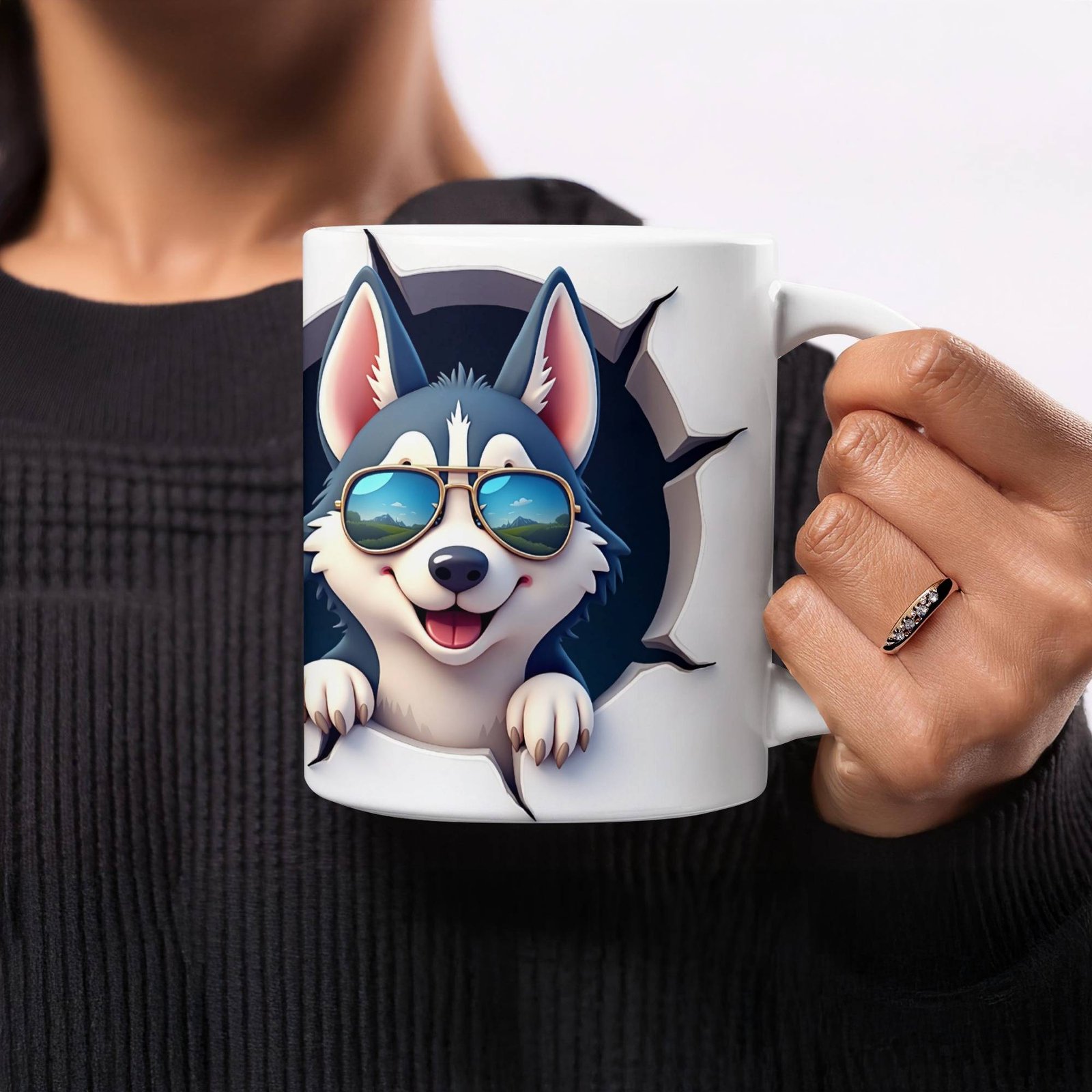 Pet Owner Clothing & Accessories Cool Husky Dog in Aviator Sunglasses Mug — the perfect husky dog mug for Husky lovers